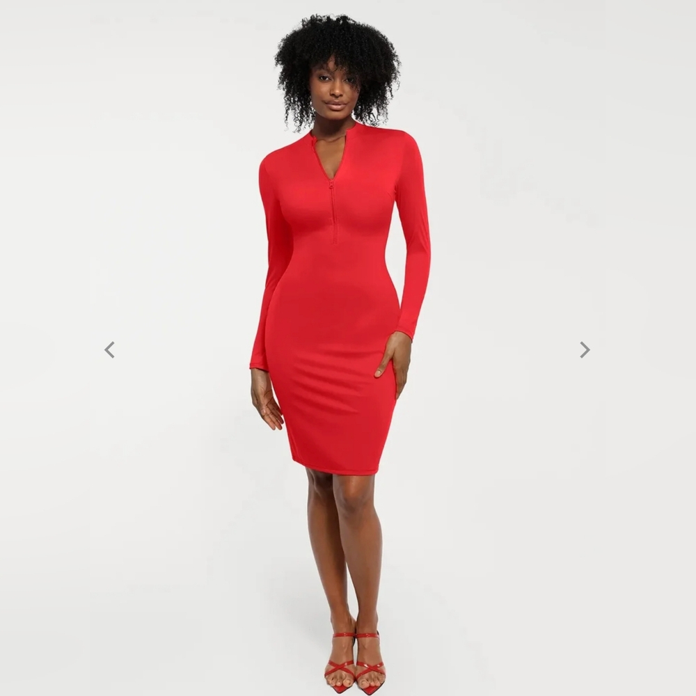 Popilush Redtag Thermal Shapewear Long Sleeve Mock Neck Midi Dress